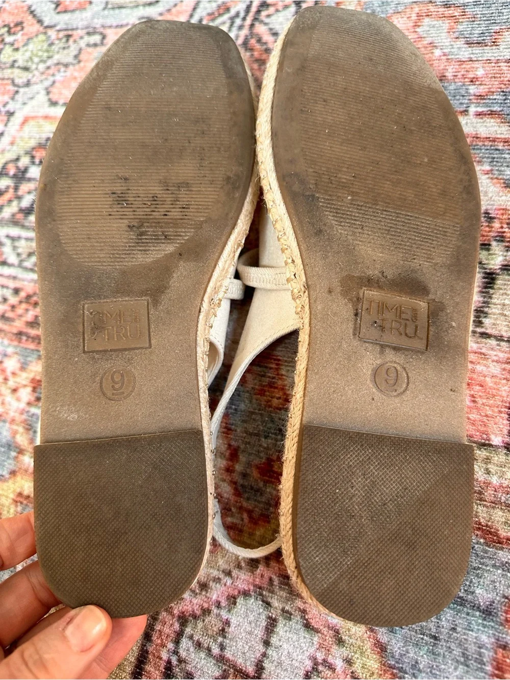 Time and Tru Cream Slingback Espadrille Flats Size 9